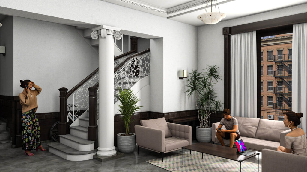 Artcadtec 3d rendering interior architectural visualization Columbia University-River Hall Dorm.