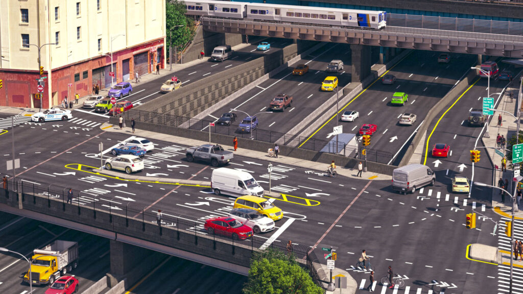 ARTCADTEC 3d rendering exterior architectural visualization Van Wyck Expwy Atlantic Ave Bridge Service Road Proposed