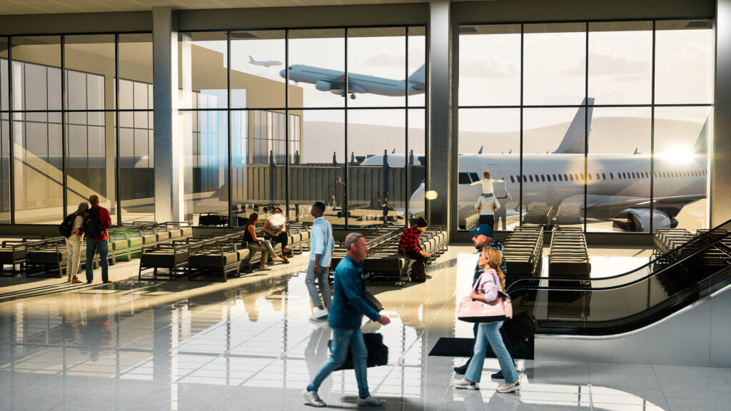 ARTCADTEC 3D rendering of interior architectural visualization Airport Terminal