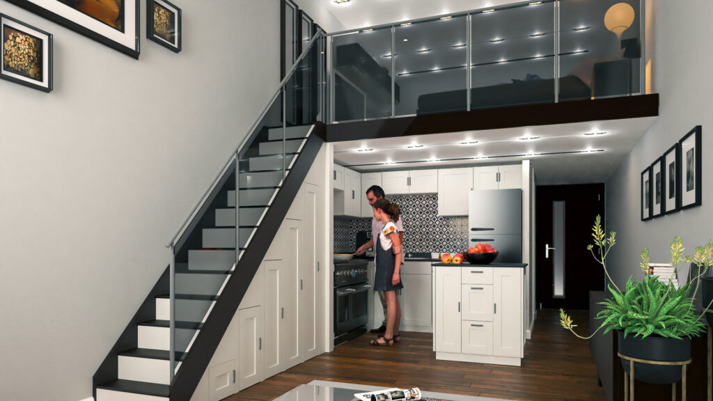 ARTCADTEC 3D rendering of interior architectural visualization The Main Peekskill Loft 2